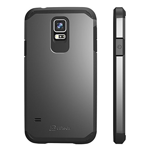 JETech® Super Schutz Samsung Galaxy S5 Schutzhülle Hülle Case Schlank Tasche für Galaxy SV Galaxy S V (Galaxy S5, 2-Lagen Schwarz) - 4