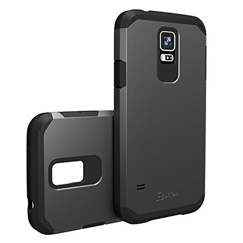 JETech® Super Schutz Samsung Galaxy S5 Schutzhülle Hülle Case Schlank Tasche für Galaxy SV Galaxy S V (Galaxy S5, 2-Lagen Schwarz) - 5
