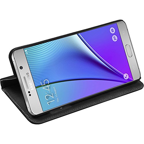 PhoneNatic Kunst-Lederhülle für Samsung Galaxy Note 5 Book-Case schwarz Tasche Galaxy Note 5 Hülle + 2 Schutzfolien - 1
