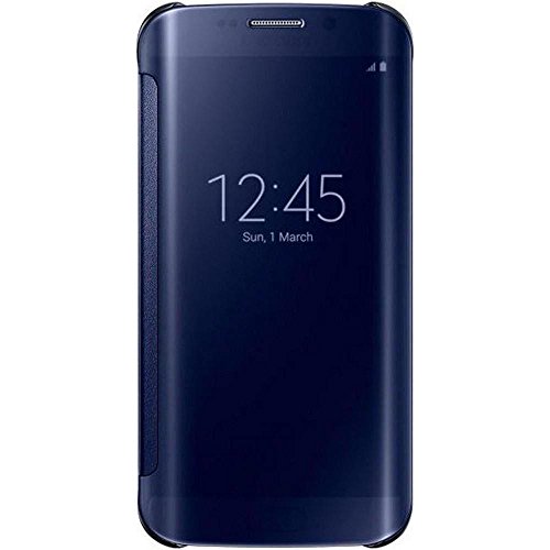 Samsung Handyhülle Schutzhülle Protective Case Cover mit Clear View Klarsicht Cover für Galaxy S6 Edge - Schwarz - 1