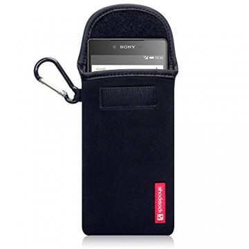 Shocksock Sony Xperia Z5 Premium Neopren Tasche mit Carabiner für Sony Xperia Z5 Premium Hülle Schwarz - 1