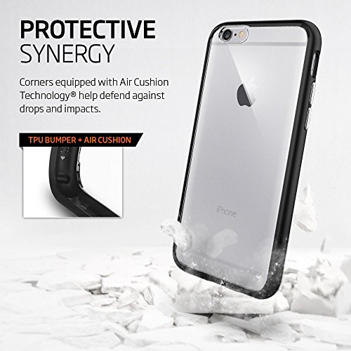 Spigen Schutzhülle für iPhone 6 / 6S Hülle ULTRA HYBRID - [Air-Cushion Kantenschutztechnologie - Bumper Case] durchsichtige Rückschale und TPU-Bumper für iPhone 6 / 6S, Tasche in schwarz [Black - SGP11600] - 3