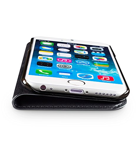 wiiuka Echt Ledertasche TRAVEL Apple iPhone 6S und iPhone 6 (4.7") mit Kartenfach extra Dünn Tasche Schwarz Premium Design Leder Hülle - 4