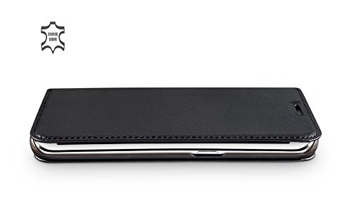 wiiuka Echt Ledertasche TRAVEL Samsung Galaxy S6 edge Hülle mit Kartenfach Schwarz extra Dünn Premium Design Leder Tasche Case - 6