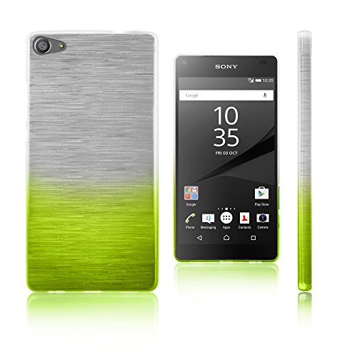 Xcessor Transition Farbe Flexible TPU Case Schutzhülle für Sony Xperia Z5 Compact. Mit Gradient Silk Gewinde Textur. Transparent / Grün - 1
