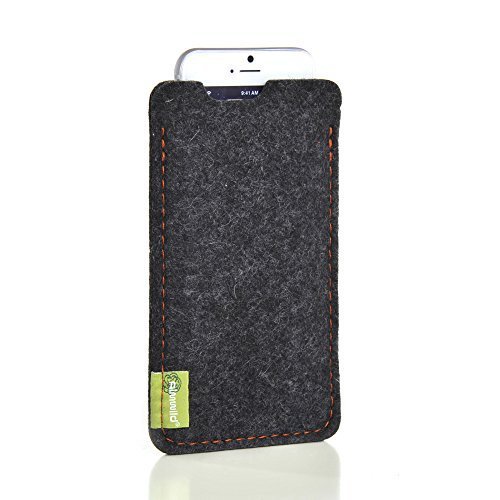 ALMWILD Sleeve Hülle für iPhone 6 / 6S MIT Apple Leder Case / Silikon Case. Modell "Dezenzi" in Schiefer- Grau - 1