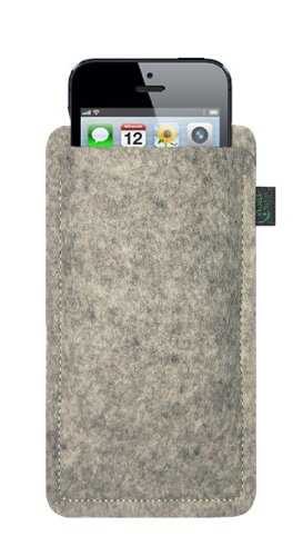 Filztasche für iPhone5, blanko hellgrau, Filz-Tasche, Schutzhülle speziell für iPhone5, 100 % Wollfilz, Hülle speziell angepasst an das neue iPhone! - 1