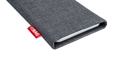 fitBAG Jive Grau Handytasche Tasche aus Textil-Stoff mit Microfaserinnenfutter für HTC One A9 - 3