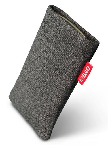 fitBAG Jive Grau Handytasche Tasche aus Textil-Stoff mit Microfaserinnenfutter für HTC One M8 (neues Modell April 2014) - 1