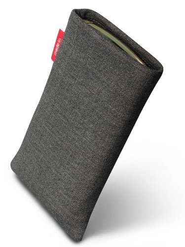 fitBAG Jive Grau Handytasche Tasche aus Textil-Stoff mit Microfaserinnenfutter für HTC One M8 (neues Modell April 2014) - 2