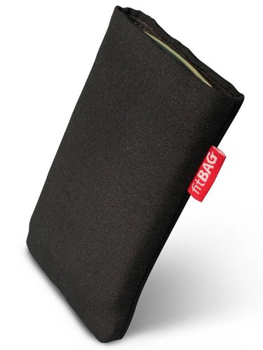 fitBAG Rave Schwarz Handytasche Tasche aus Textil-Stoff mit Microfaserinnenfutter für HTC One M7 - 1