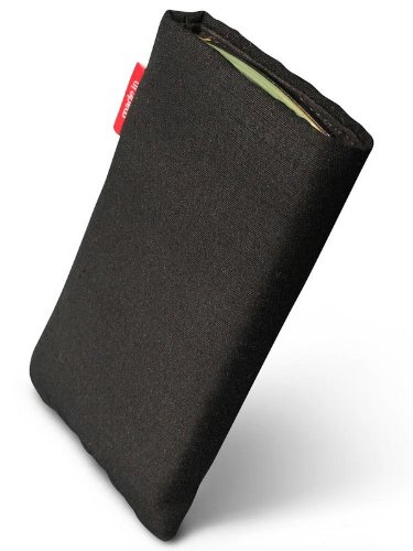 fitBAG Rave Schwarz Handytasche Tasche aus Textil-Stoff mit Microfaserinnenfutter für HTC One M7 - 2