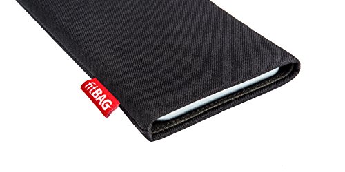 fitBAG Rave Schwarz Handytasche Tasche aus Textil-Stoff mit Microfaserinnenfutter für HTC One M7 - 3