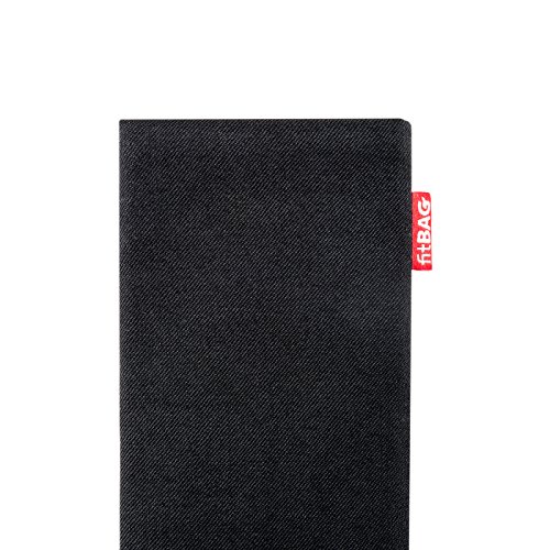 fitBAG Rave Schwarz Handytasche Tasche aus Textil-Stoff mit Microfaserinnenfutter für HTC One M7 - 4