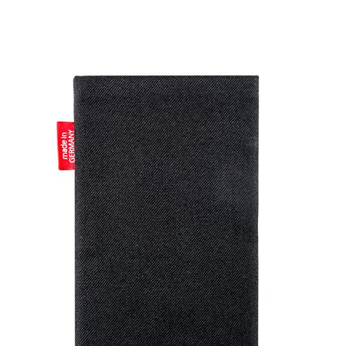 fitBAG Rave Schwarz Handytasche Tasche aus Textil-Stoff mit Microfaserinnenfutter für HTC One M7 - 5
