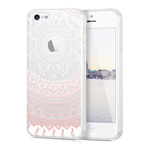 kwmobile Crystal Case Hülle für Apple iPhone SE / 5 / 5S aus TPU Silikon mit Tribal Design - Schutzhülle Cover klar in Weiß Rosa etc. - 1