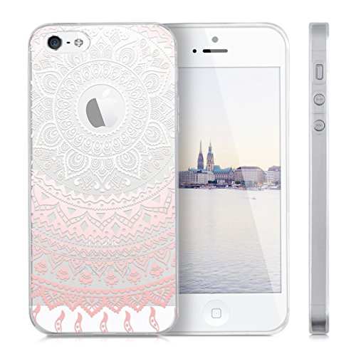kwmobile Crystal Case Hülle für Apple iPhone SE / 5 / 5S aus TPU Silikon mit Tribal Design - Schutzhülle Cover klar in Weiß Rosa etc. - 4