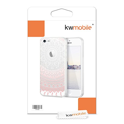 kwmobile Crystal Case Hülle für Apple iPhone SE / 5 / 5S aus TPU Silikon mit Tribal Design - Schutzhülle Cover klar in Weiß Rosa etc. - 5