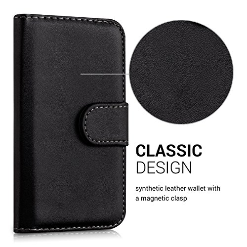 kwmobile Wallet Case Hülle für Samsung Galaxy S4 Mini - Cover Flip Tasche mit Kartenfach und Ständerfunktion in Schwarz - 2