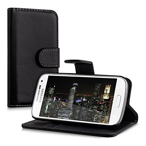 kwmobile Wallet Case Hülle für Samsung Galaxy S4 Mini - Cover Flip Tasche mit Kartenfach und Ständerfunktion in Schwarz - 6
