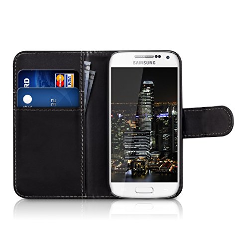 kwmobile Wallet Case Hülle für Samsung Galaxy S4 Mini - Cover Flip Tasche mit Kartenfach und Ständerfunktion in Schwarz - 9