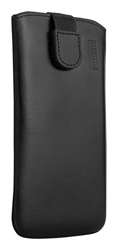 mumbi ECHT Ledertasche HTC One A9 Tasche Leder Etui schwarz (Lasche mit Rückzugfunktion Ausziehhilfe) - 1