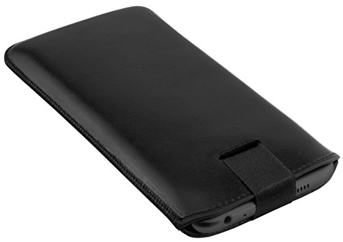 mumbi ECHT Ledertasche HTC One A9 Tasche Leder Etui schwarz (Lasche mit Rückzugfunktion Ausziehhilfe) - 5