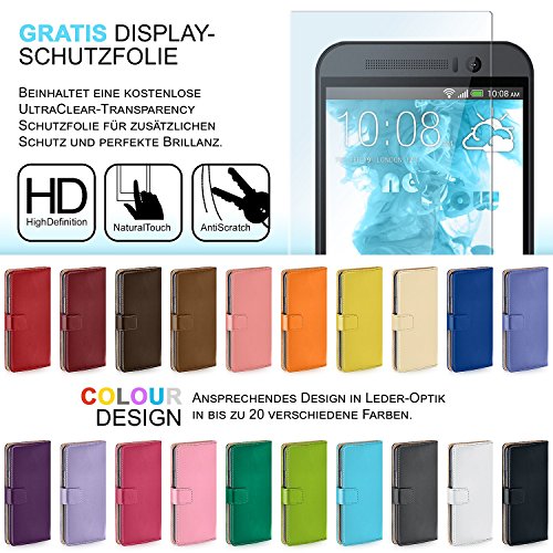 OneFlow Tasche für HTC One M7 Hülle Cover mit Kartenfächern | Flip Case Etui Handyhülle zum Aufklappen | Handytasche Schutzhülle Zubehör Handy Schutz Bumper in Schwarz - 7