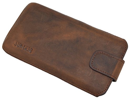 Original Suncase Tasche für / Samsung Galaxy S5 mini (SM-G800F) / Leder Etui Handytasche Ledertasche Schutzhülle Case *Lasche mit Rückzugfunktion* Hülle / antik-coffee - 3