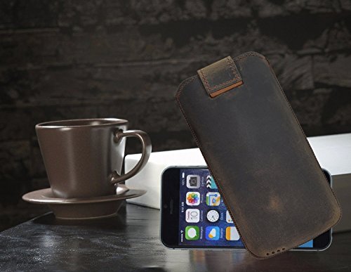 Original Suncase Tasche für / Samsung Galaxy S5 mini (SM-G800F) / Leder Etui Handytasche Ledertasche Schutzhülle Case *Lasche mit Rückzugfunktion* Hülle / antik-coffee - 5