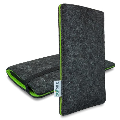 Stilbag Filztasche 'FINN' für HTC One (M8) - Farbe: anthrazit/grün - 1