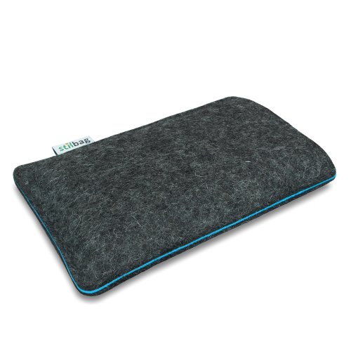 Stilbag Filztasche 'FINN' für Samsung Galaxy S6 - Farbe: anthrazit/azur - 3