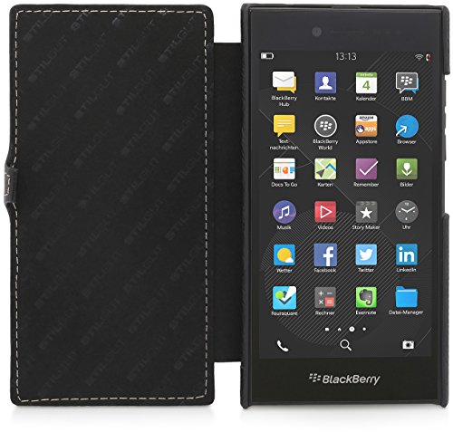 StilGut Book Type Case mit Clip, Hülle aus Leder für BlackBerry Leap, schwarz - 2