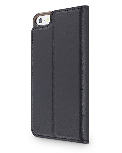 wiiuka Echt Ledertasche TRAVEL Apple iPhone 5 / 5S / SE Hülle mit Kartenfach Schwarz extra Dünn Premium Design Leder Tasche Case - 6