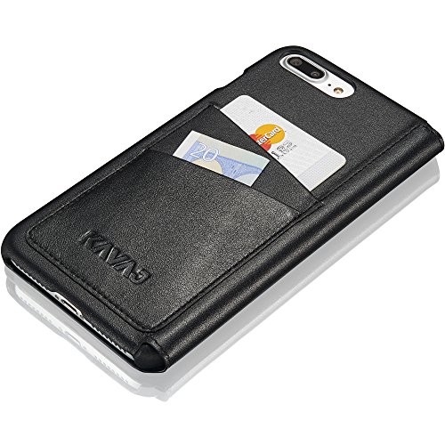 KAVAJ iPhone 7 Plus Hülle Case Ledertasche "Dallas" schwarz aus echtem Leder mit Visitenkartenfach. Dünne Klapphülle Tasche als edles Zubehör für das Original Apple iPhone 7 Plus - 6