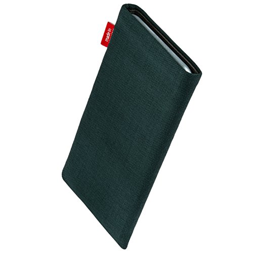 fitBAG Rave Smaragd Handytasche Tasche aus Textil-Stoff mit Microfaserinnenfutter für LG G6 | Schlanke Hülle als edles Zubehör mit praktischer Reinigungsfunktion | Rundumschutz | Made in Germany -