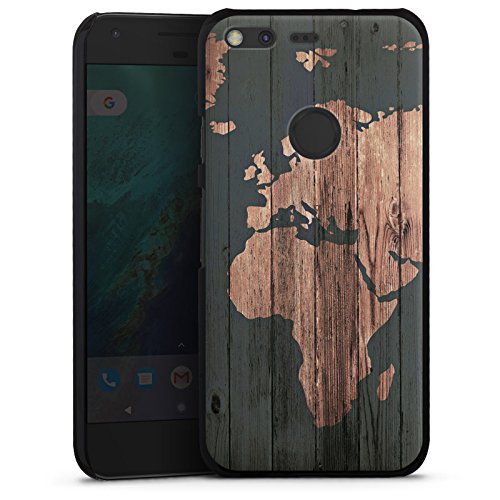 Google Pixel XL Hülle Schutz Hard Case Cover Weltkarte Holz Erde -