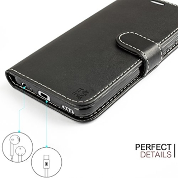 Huawei P10 Hülle, KingShark [Ständer Funktion] Huawei P10 Schutzhülle, Premium PU Leder Flip Tasche Case mit Integrierten Kartensteckplätzen und Ständer für Huawei P10-Leder Serie schwarz - 