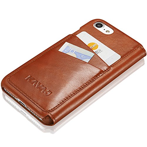 KAVAJ iPhone 7 Leder Hülle Case "Dallas" Cognac-Braun aus echtem Leder mit Visitenkartenfach. Dünne hochwertige und edle Echtleder Klapphülle Cover Tasche Schutzhülle Handyhülle für Apple iPhone7 -