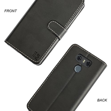 LG G6 Hülle, KingShark [Ständer Funktion] LG G6 Schutzhülle, Premium PU Leder Flip Tasche Case mit Integrierten Kartensteckplätzen und Ständer für LG G6-Leder Serie schwarz - 
