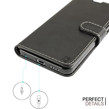 LG G6 Hülle, KingShark [Ständer Funktion] LG G6 Schutzhülle, Premium PU Leder Flip Tasche Case mit Integrierten Kartensteckplätzen und Ständer für LG G6-Leder Serie schwarz - 