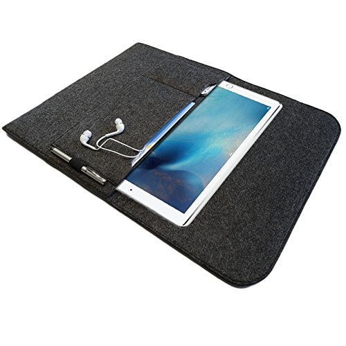 NAUC Tasche Hülle für Google Pixel C Filz Sleeve Schutzhülle Tablet Case Cover Bag mit Innentaschen und sicheren Verschluss, Farben:Dunkel Grau -