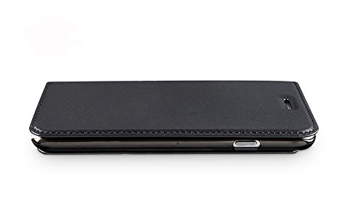 WIIUKA Echt Ledertasche TRAVEL Apple iPhone 7 mit Kartenfach extra Dünn Tasche Schwarz Premium Design Leder Hülle -