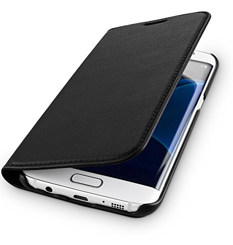WIIUKA Echt Ledertasche TRAVEL NATURE Samsung Galaxy S8 DEUTSCHES-LEDER Schwarz mit Kartenfach extra Dünn Tasche Premium Design Leder Hülle -